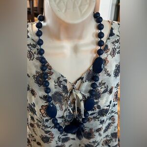 Beautiful Blue Beaded Boho Necklace. Dimensions in photos.
